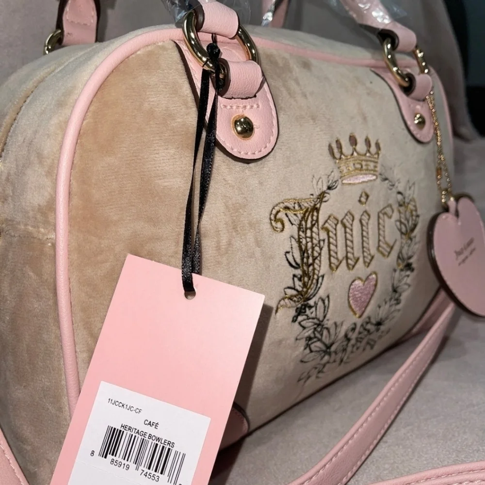 🩷▪️Juicy Couture▪️ Velour Heritage Cafe bowler bag